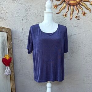 Citiknits Womens Top Blue Short Sleeve Round Neck‎ Comfort Tee